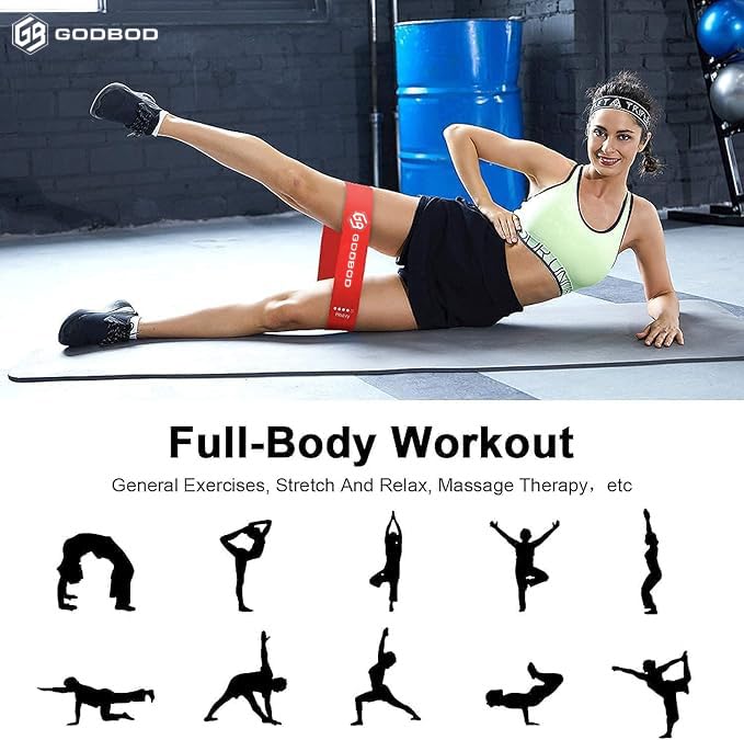 GODBOD Ultimate Resistance Bands Set - 5 Pack with Carrying Bag, Exercise Bands for Strength Training, Yoga, Pilates, Physical Therapy, Home Workouts - Short Loop Bands