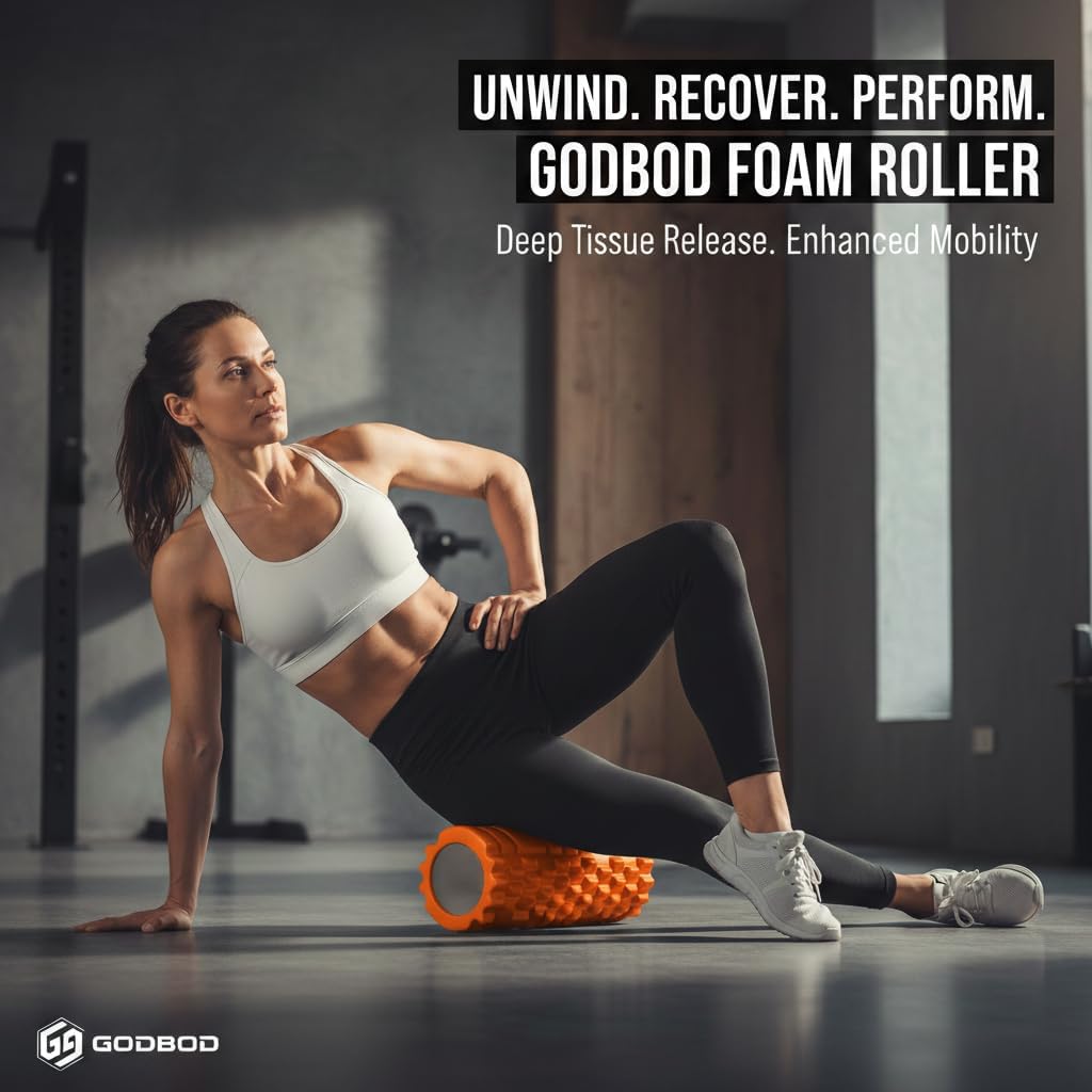 GODBOD Foam Roller - Deep Tissue Medium Density Muscle Massager with Myofascial Trigger Point Release, Back Massage Roller for Soreness and Mobility 13 x 5.5 Inch