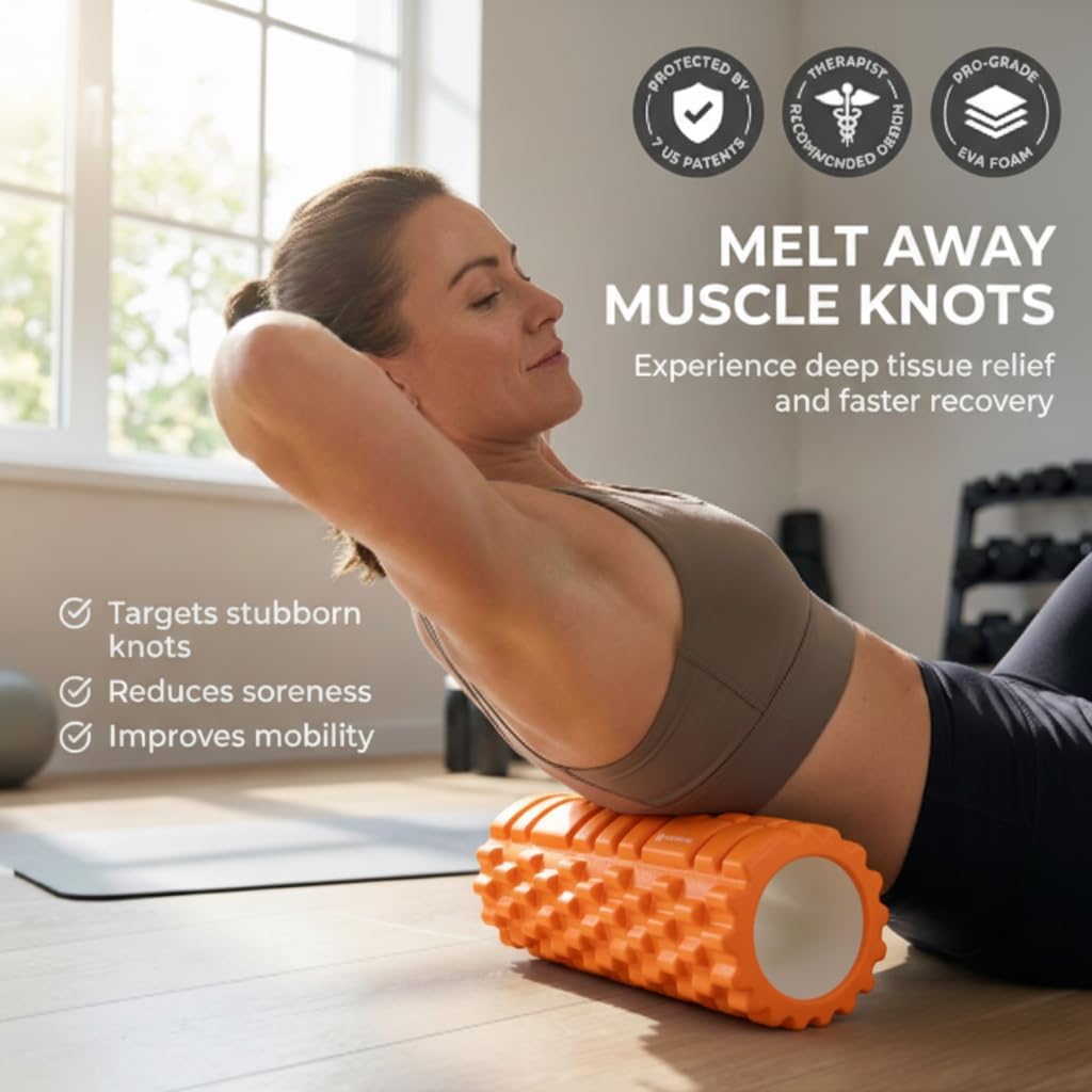 GODBOD Foam Roller - Deep Tissue Medium Density Muscle Massager with Myofascial Trigger Point Release, Back Massage Roller for Soreness and Mobility 13 x 5.5 Inch