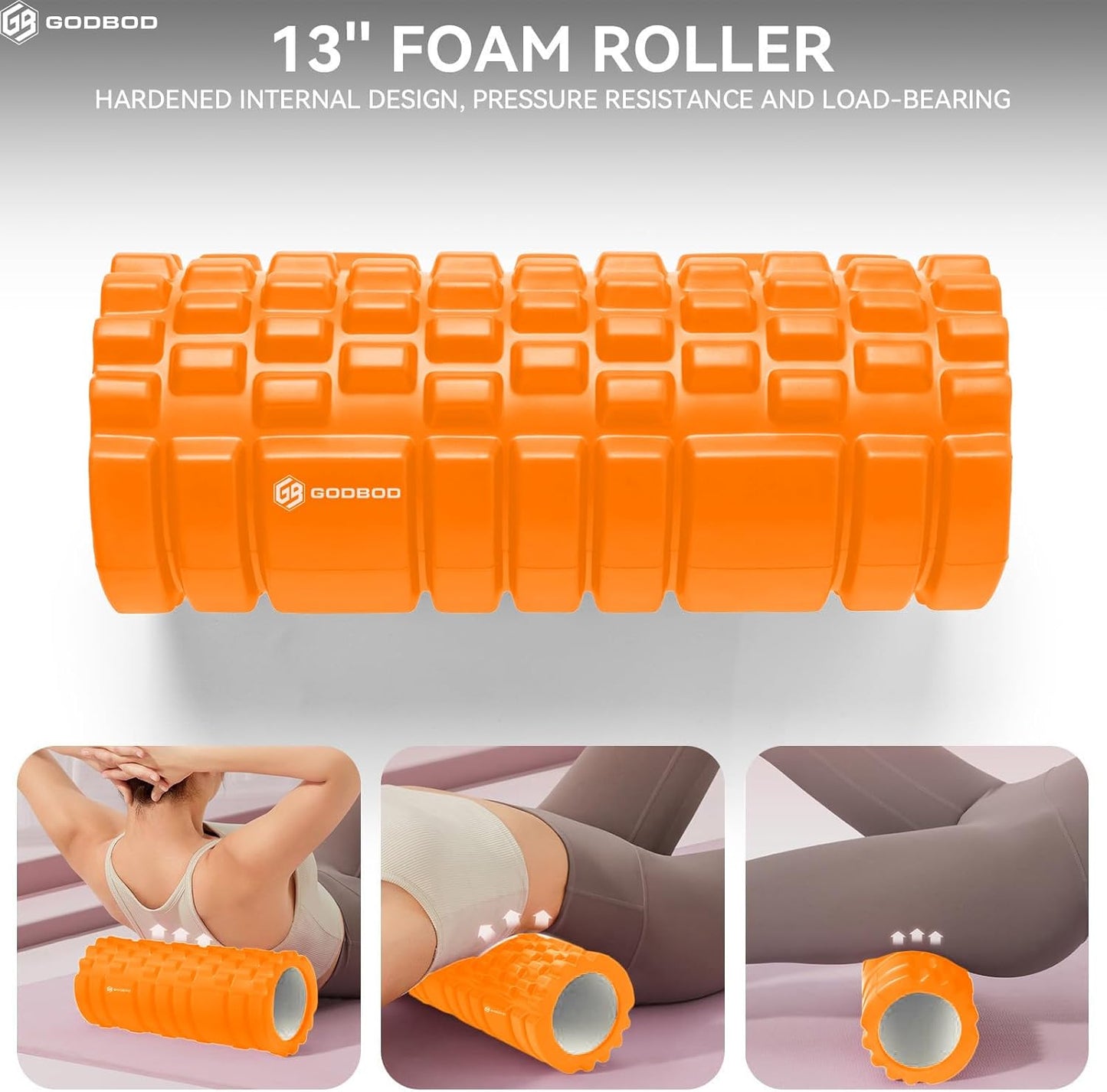 GODBOD Foam Roller - Deep Tissue Medium Density Muscle Massager with Myofascial Trigger Point Release, Back Massage Roller for Soreness and Mobility 13 x 5.5 Inch