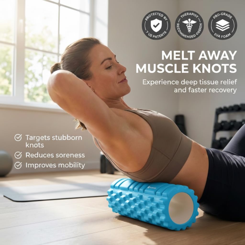GODBOD Foam Roller - Deep Tissue Medium Density Muscle Massager with Myofascial Trigger Point Release, Back Massage Roller for Soreness and Mobility 13 x 5.5 Inch