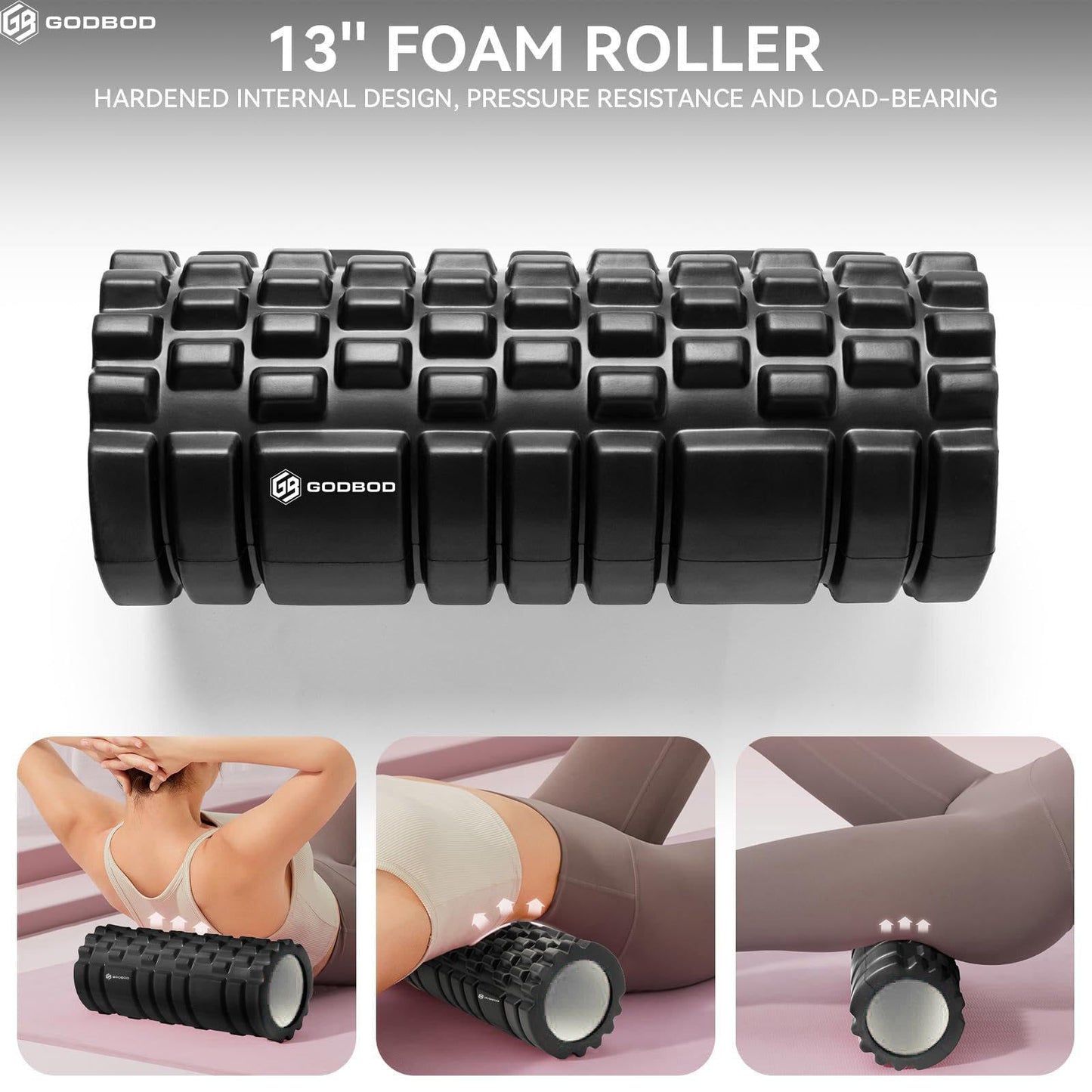 GODBOD Foam Roller - Deep Tissue Medium Density Muscle Massager with Myofascial Trigger Point Release, Back Massage Roller for Soreness and Mobility 13 x 5.5 Inch
