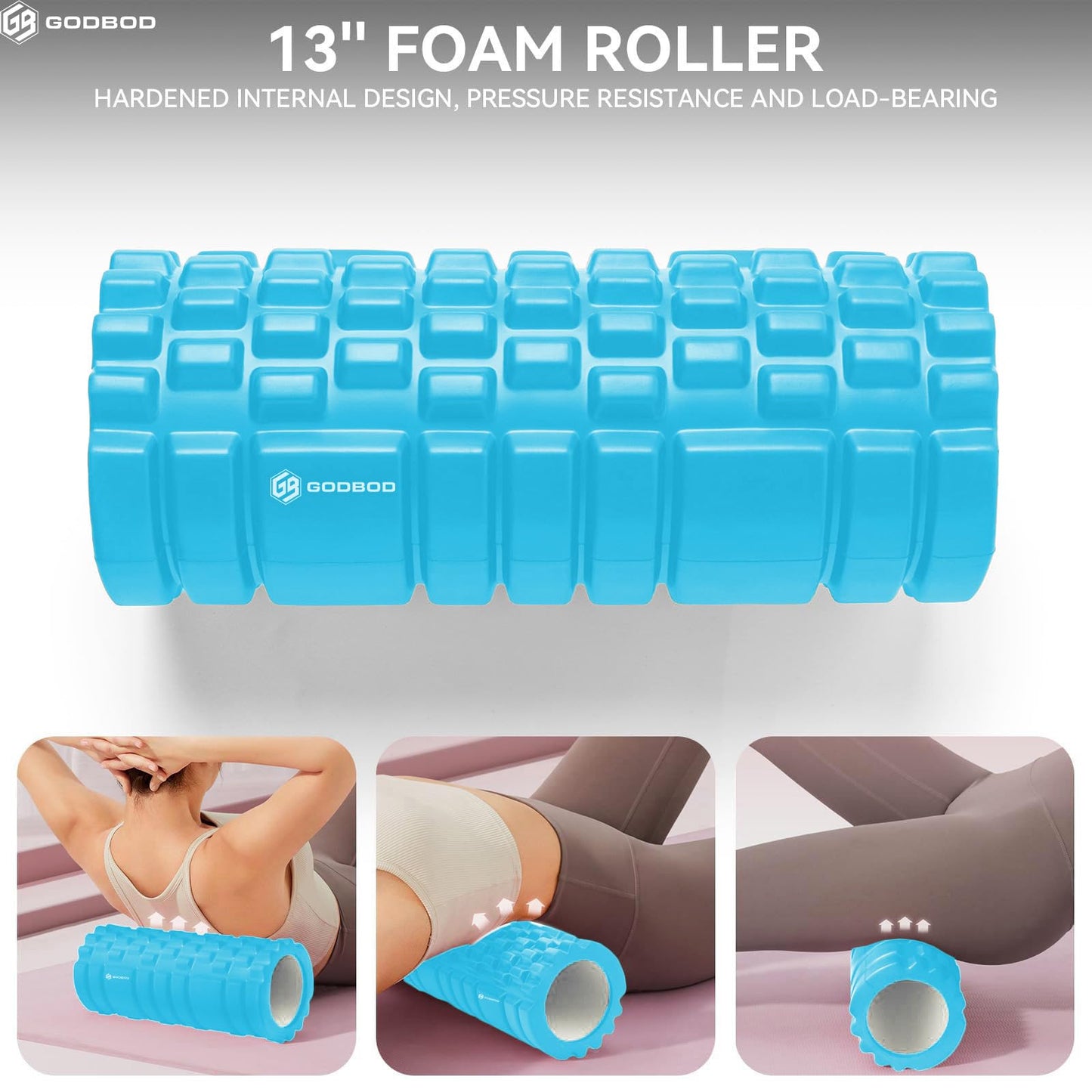 GODBOD Foam Roller - Deep Tissue Medium Density Muscle Massager with Myofascial Trigger Point Release, Back Massage Roller for Soreness and Mobility 13 x 5.5 Inch