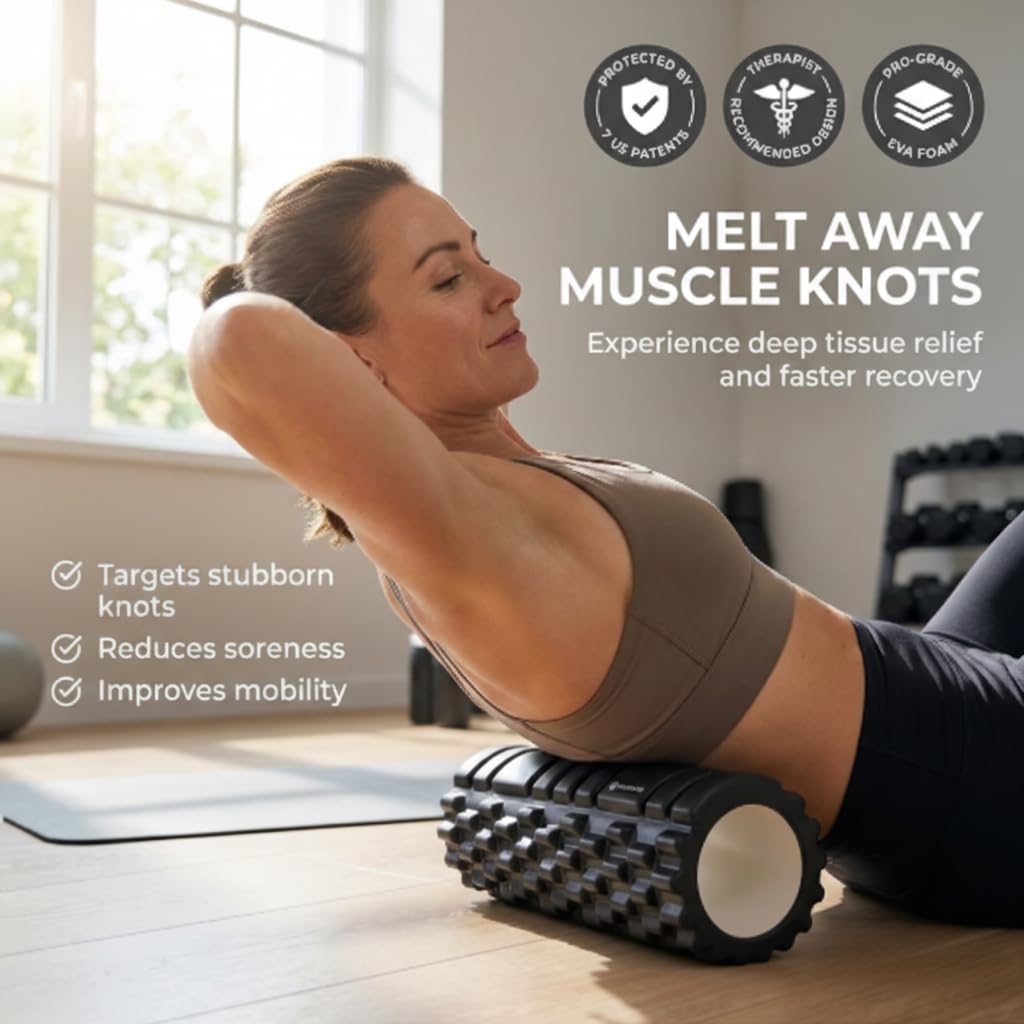 GODBOD Foam Roller - Deep Tissue Medium Density Muscle Massager with Myofascial Trigger Point Release, Back Massage Roller for Soreness and Mobility 13 x 5.5 Inch