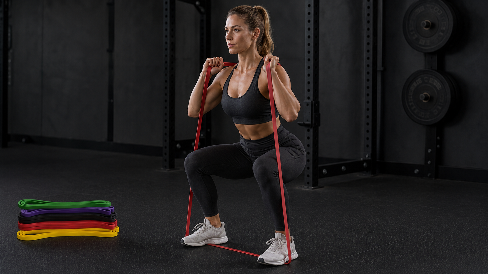 GODBOD long squat resistance band exercise example
